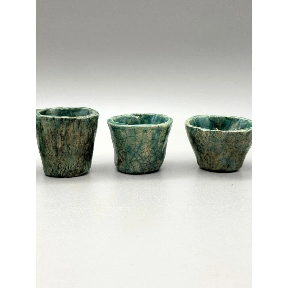 *5* Raku Studio Pottery Signed AW Female Nude Torso Shot Glasses Sake Cups OOAK